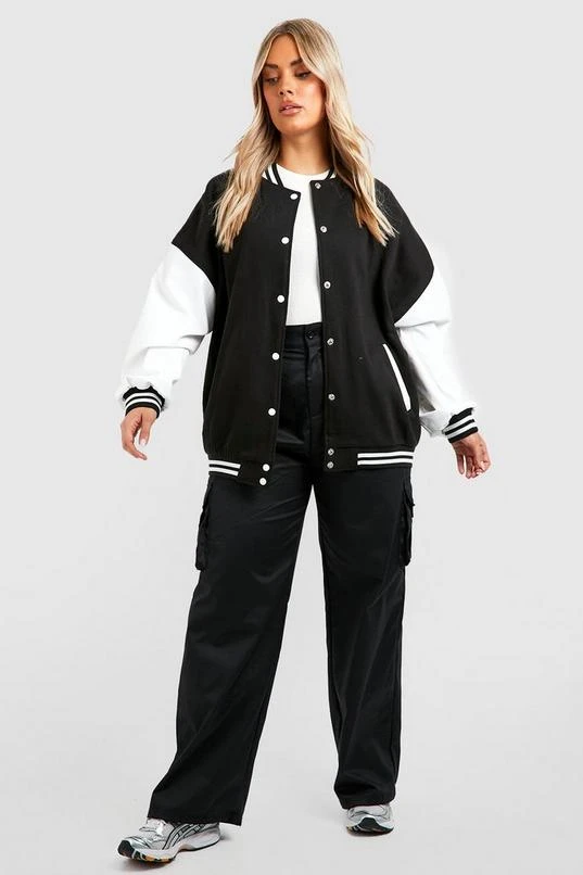 BOOHOO Plus Athletics Varsity Bomber Jacket 3 BOOHOO Plus Athletics Varsity Bomber Jacket - Image 3