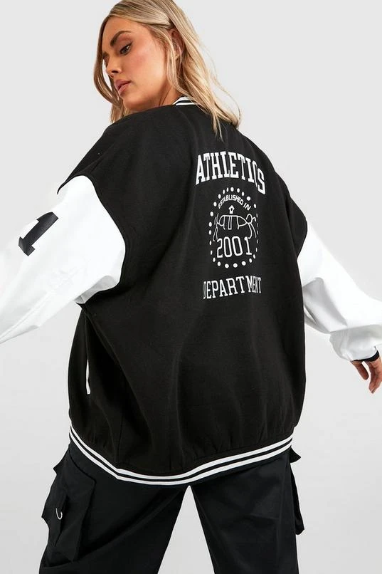 BOOHOO Plus Athletics Varsity Bomber Jacket 4 BOOHOO Plus Athletics Varsity Bomber Jacket - Image 4