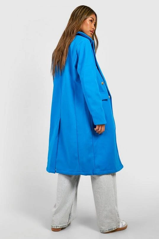 BOOHOO Gold Button Detail Double Breasted Longline Coat 2 BOOHOO Gold Button Detail Double Breasted Longline Coat - Image 2