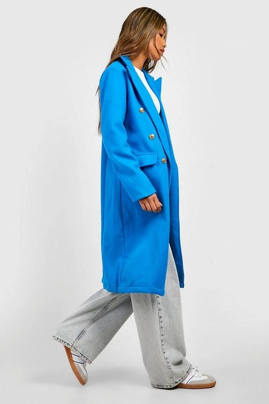 BOOHOO Gold Button Detail Double Breasted Longline Coat 3 BOOHOO Gold Button Detail Double Breasted Longline Coat - Image 3