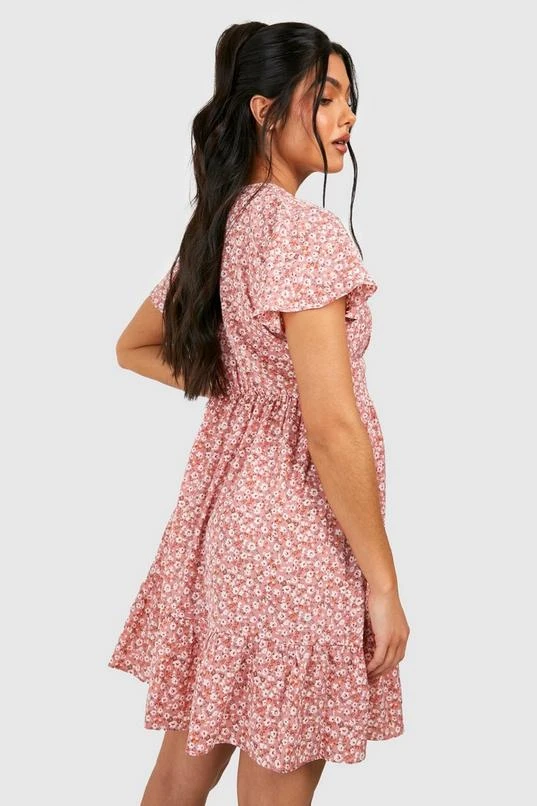 BOOHOO Maternity Angel Sleeve Button Down Smock Dress 2 BOOHOO Maternity Angel Sleeve Button Down Smock Dress - Image 2