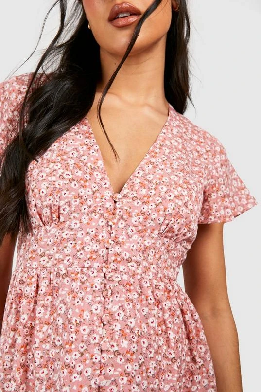 BOOHOO Maternity Angel Sleeve Button Down Smock Dress 4 BOOHOO Maternity Angel Sleeve Button Down Smock Dress - Image 4