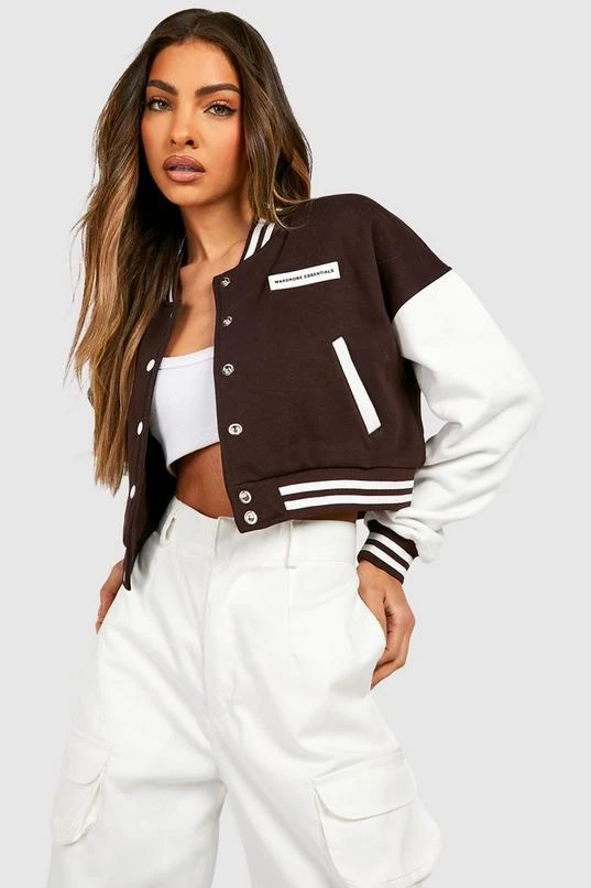 BOOHOO Rubber Badge Detail Crop Bomber Jacker 1 BOOHOO Rubber Badge Detail Crop Bomber Jacker