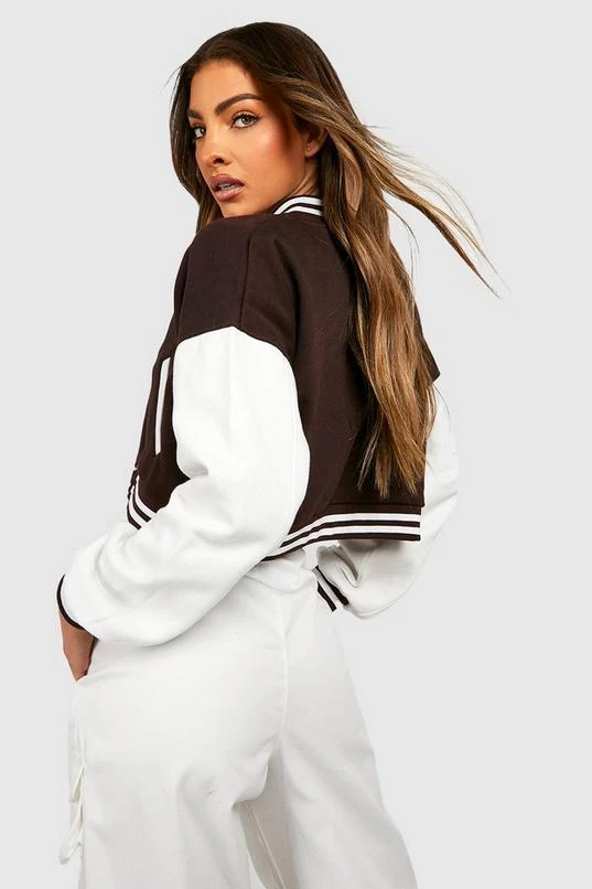 BOOHOO Rubber Badge Detail Crop Bomber Jacker 2 BOOHOO Rubber Badge Detail Crop Bomber Jacker - Image 2