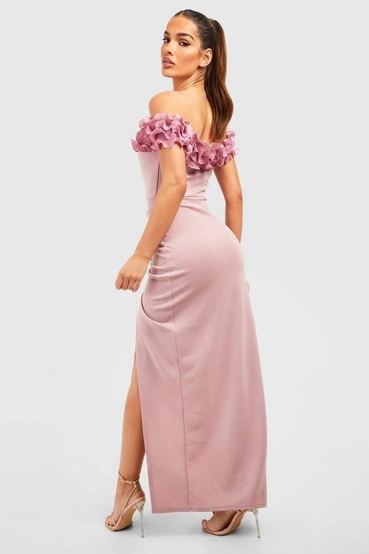 BOOHOO Ruffle Detail Wrap Maxi Dress 2 BOOHOO Ruffle Detail Wrap Maxi Dress - Image 2