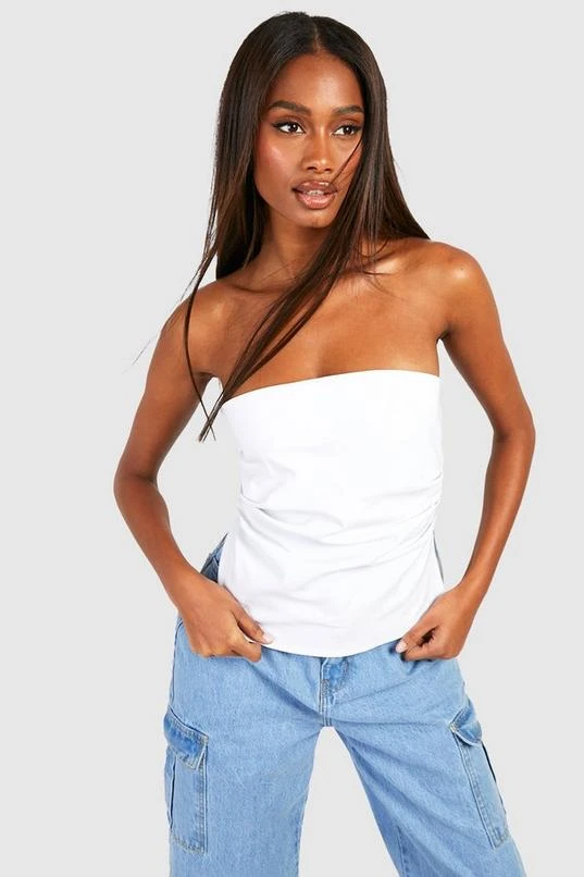 BOOHOO Bandeau Split Hem Bengaline Corset Top 1 BOOHOO Bandeau Split Hem Bengaline Corset Top