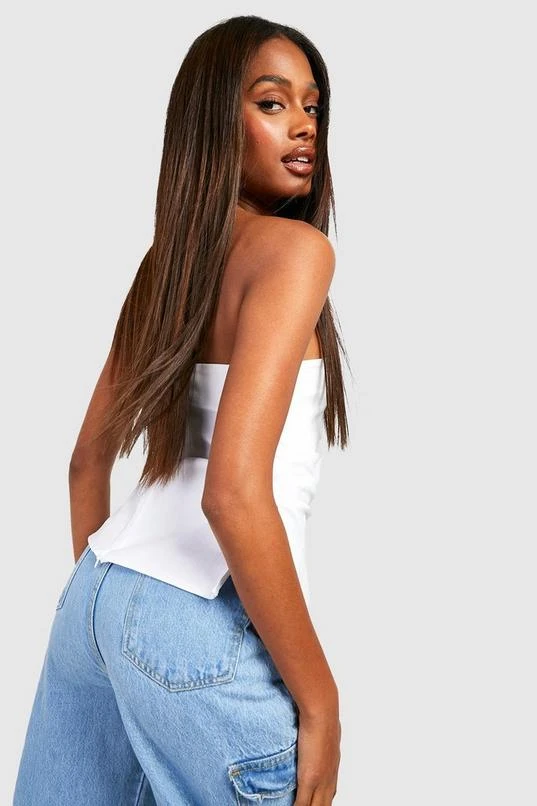 BOOHOO Bandeau Split Hem Bengaline Corset Top 2 BOOHOO Bandeau Split Hem Bengaline Corset Top - Image 2