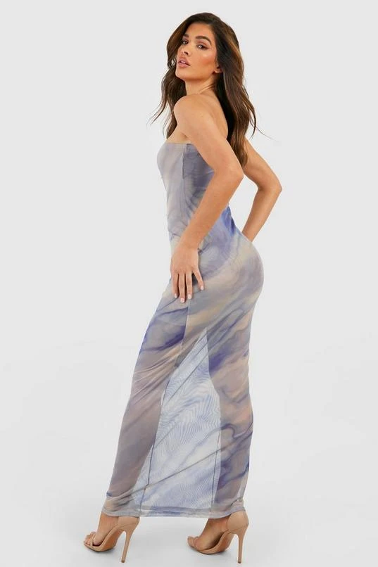 BOOHOO Marble Mesh Bandeau Maxi Dress 2 BOOHOO Marble Mesh Bandeau Maxi Dress - Image 2