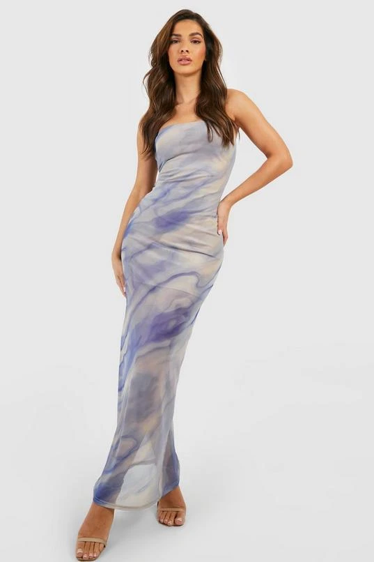 BOOHOO Marble Mesh Bandeau Maxi Dress 3 BOOHOO Marble Mesh Bandeau Maxi Dress - Image 3