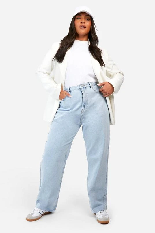 BOOHOO Plus Bleach Wash Straight Leg Jeans 1 BOOHOO Plus Bleach Wash Straight Leg Jeans