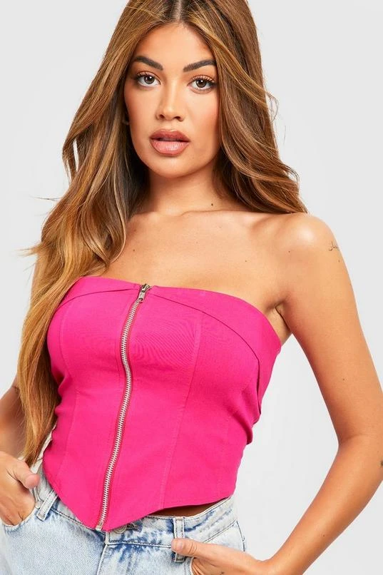 BOOHOO Bengaline Zip Through Corset Top 1 BOOHOO Bengaline Zip Through Corset Top