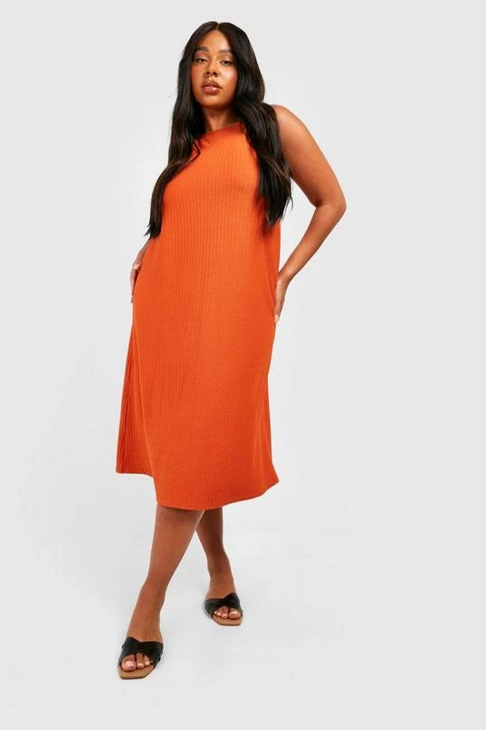 BOOHOO Plus Textured Midi Sun Dress 1 BOOHOO Plus Textured Midi Sun Dress