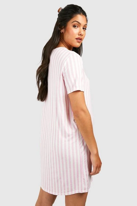 BOOHOO Maternity 2 Pack Stripe Button Front Nightgown 2 BOOHOO Maternity 2 Pack Stripe Button Front Nightgown - Image 2