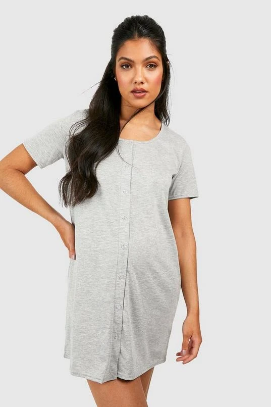 BOOHOO Maternity 2 Pack Stripe Button Front Nightgown 3 BOOHOO Maternity 2 Pack Stripe Button Front Nightgown - Image 3