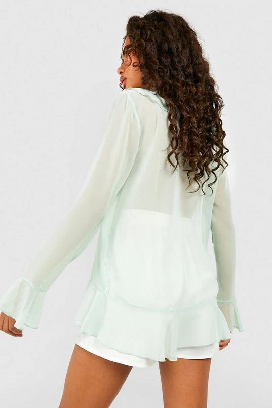 BOOHOO Chiffon Ruffle Open Front Blouse 2 BOOHOO Chiffon Ruffle Open Front Blouse - Image 2