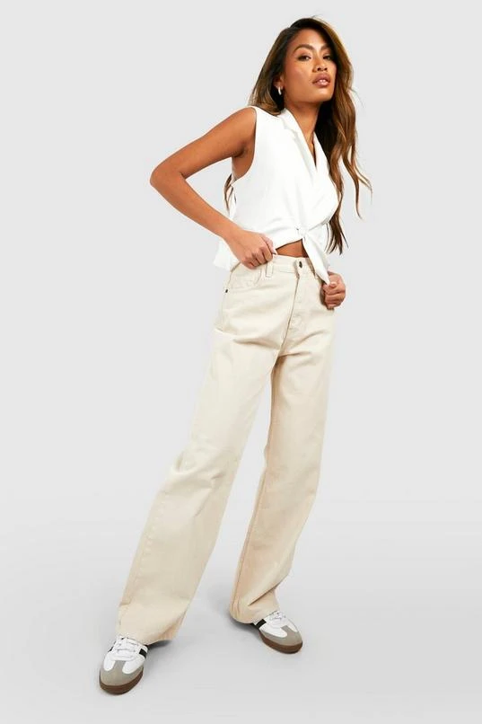 BOOHOO Ecru Wide Leg Jeans 3 BOOHOO Ecru Wide Leg Jeans - Image 3