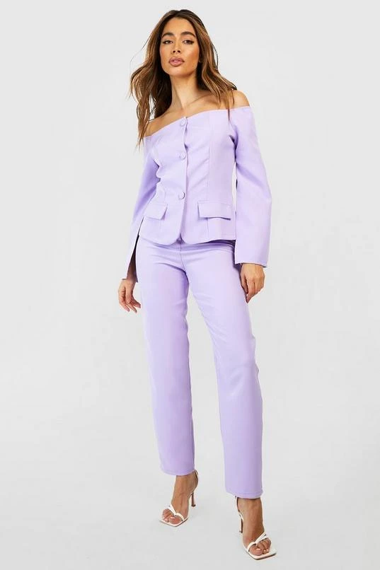 BOOHOO Button Front Split Sleeve Tailored Off The Shoulder 3 BOOHOO Button Front Split Sleeve Tailored Off The Shoulder - Image 3