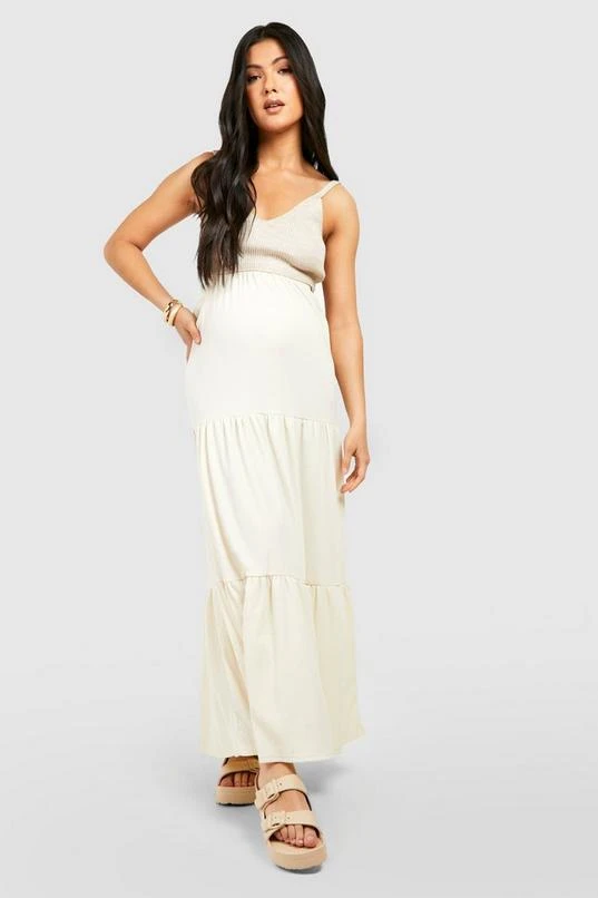 BOOHOO Maternity Textured Tiered Maxi Skirt 1 BOOHOO Maternity Textured Tiered Maxi Skirt