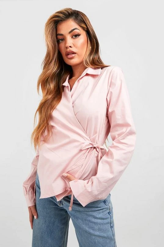 BOOHOO Cotton Wrap Around Shirt 1 BOOHOO Cotton Wrap Around Shirt