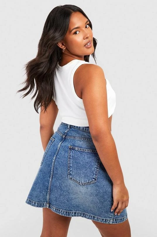 BOOHOO Plus Vintage Wash Denim Mini Skirt 2 BOOHOO Plus Vintage Wash Denim Mini Skirt - Image 2