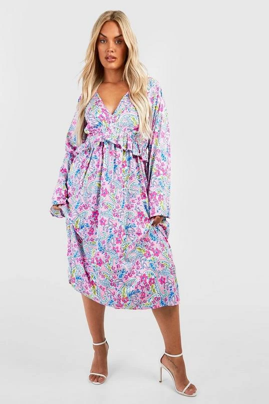 BOOHOO Plus Paisley Ruffle Midi Dress 3 BOOHOO Plus Paisley Ruffle Midi Dress - Image 3