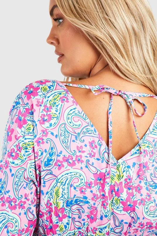 BOOHOO Plus Paisley Ruffle Midi Dress 4 BOOHOO Plus Paisley Ruffle Midi Dress - Image 4