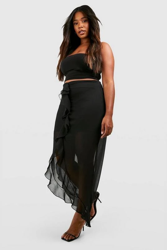 BOOHOO Plus Ruffle Front Maxi Skirt 3 BOOHOO Plus Ruffle Front Maxi Skirt - Image 3