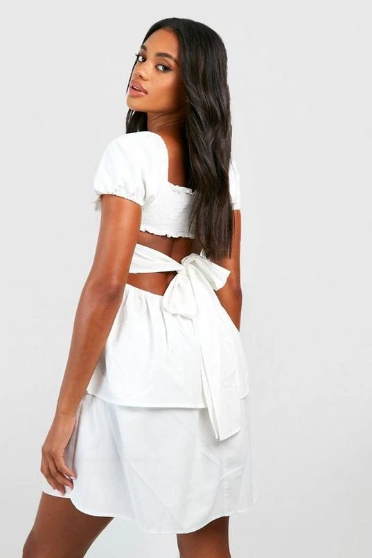 BOOHOO Textured Puff Sleeve Skater Dress 2 BOOHOO Textured Puff Sleeve Skater Dress - Image 2