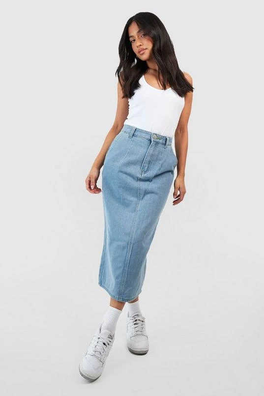 BOOHOO Petite Light Wash Denim Midi Skirt 3 BOOHOO Petite Light Wash Denim Midi Skirt - Image 3
