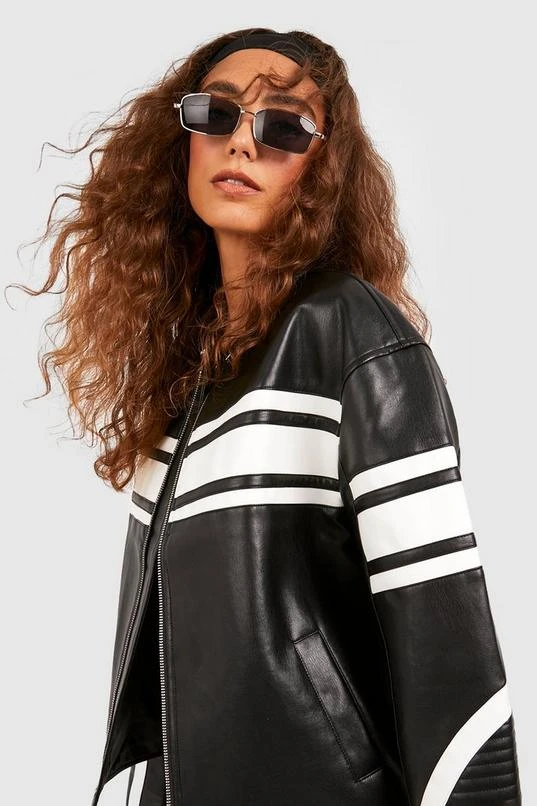 BOOHOO Oversized Tonal Moto Jacket 4 BOOHOO Oversized Tonal Moto Jacket - Image 4