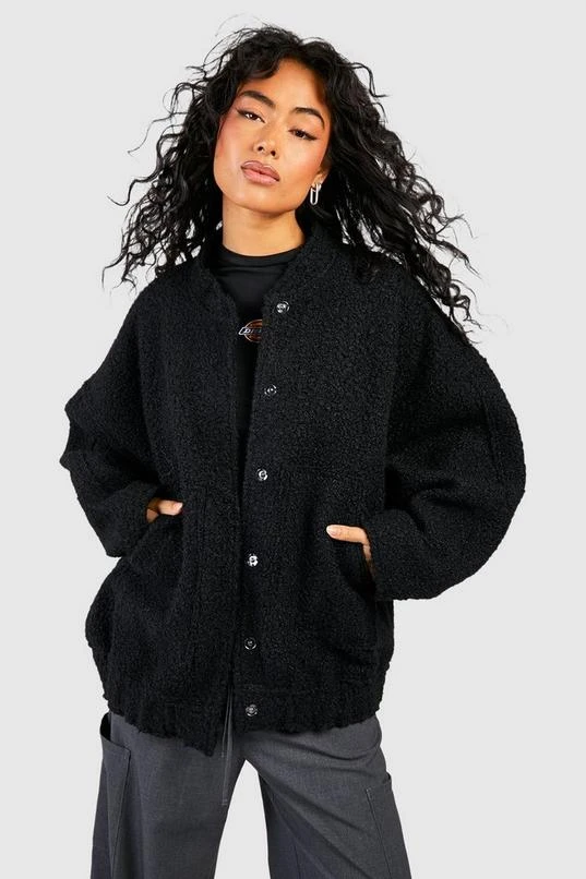 BOOHOO Oversized Wool Bomber Jacket 3 BOOHOO Oversized Wool Bomber Jacket - Image 3