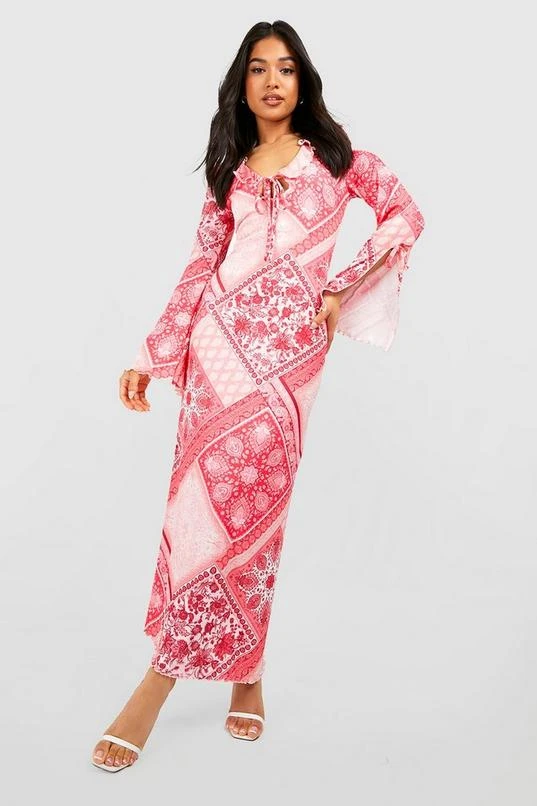 BOOHOO Petite Paisley Ruffle Flare Sleeve Midi Dress 3 BOOHOO Petite Paisley Ruffle Flare Sleeve Midi Dress - Image 3