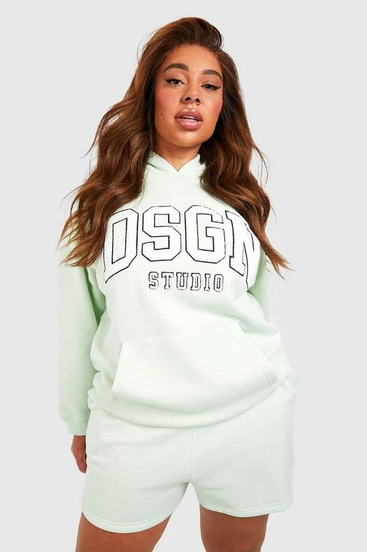 BOOHOO Plus Dsgn Slogan Toweling Applique Short Tracksuit 1 BOOHOO Plus Dsgn Slogan Toweling Applique Short Tracksuit