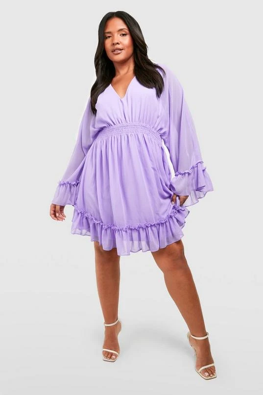 BOOHOO Plus Wrap Extreme Sleeve Smock Dress 1 BOOHOO Plus Wrap Extreme Sleeve Smock Dress