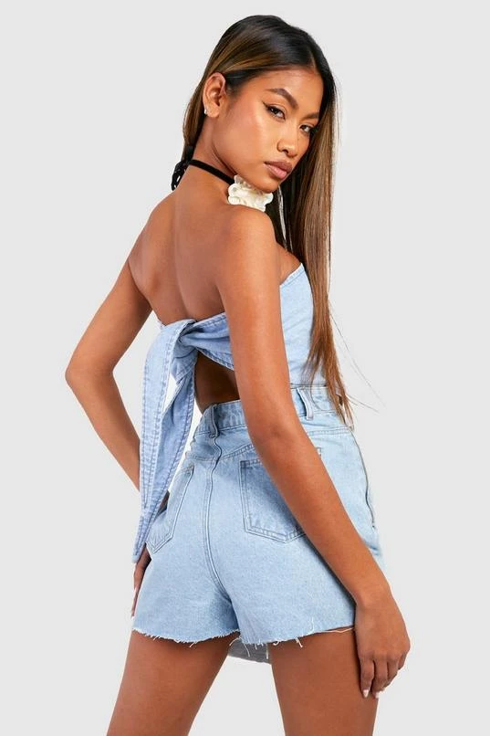 BOOHOO Wrap Waist Raw Hem Denim Skort 2 BOOHOO Wrap Waist Raw Hem Denim Skort - Image 2