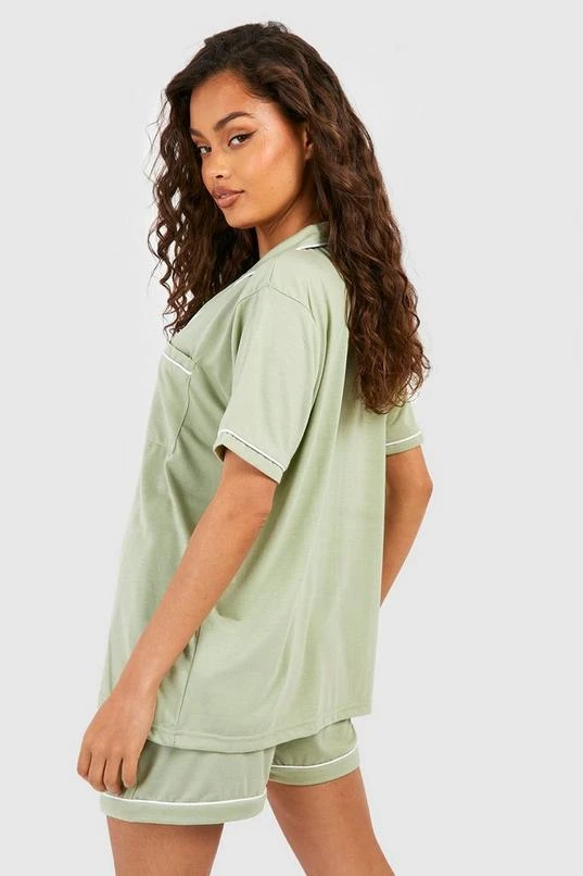 BOOHOO Button Through Jersey Knit Pajama Short Set 2 BOOHOO Button Through Jersey Knit Pajama Short Set - Image 2