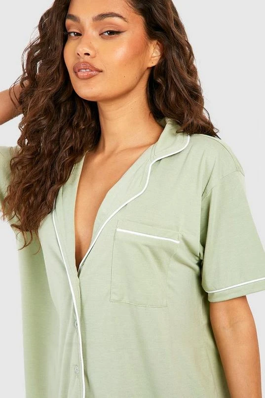 BOOHOO Button Through Jersey Knit Pajama Short Set 4 BOOHOO Button Through Jersey Knit Pajama Short Set - Image 4