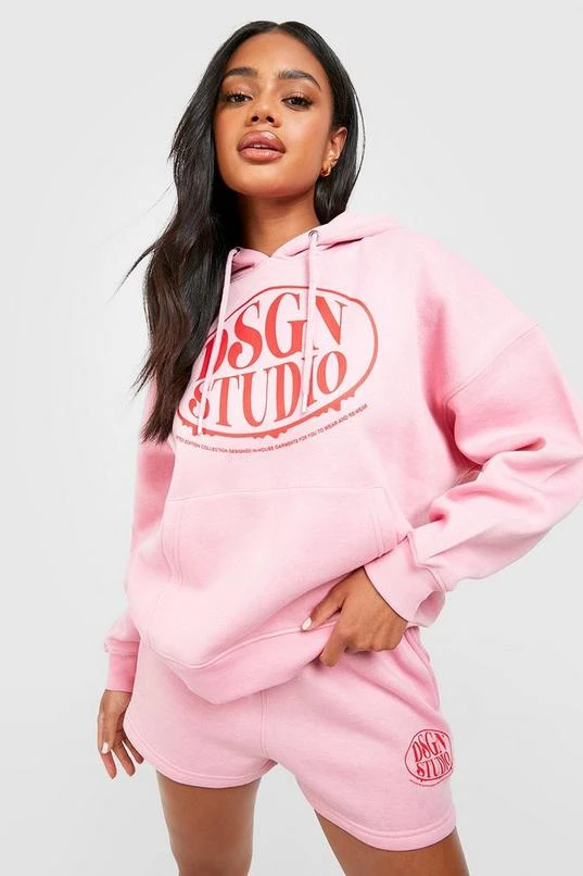 BOOHOO Dsgn Studio Slogan Hooded Short Tracksuit 1 BOOHOO Dsgn Studio Slogan Hooded Short Tracksuit