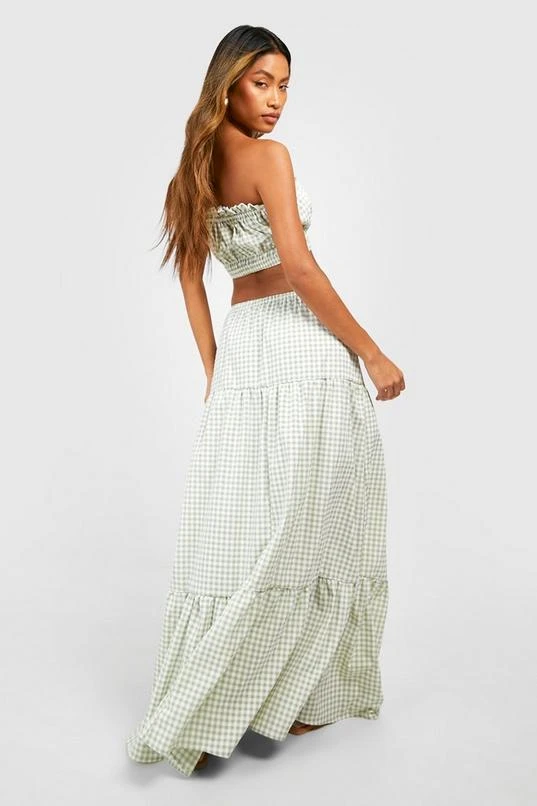 BOOHOO Seersucker Gingham Ruffle Bandeau & Maxi Skirt 2 BOOHOO Seersucker Gingham Ruffle Bandeau & Maxi Skirt - Image 2