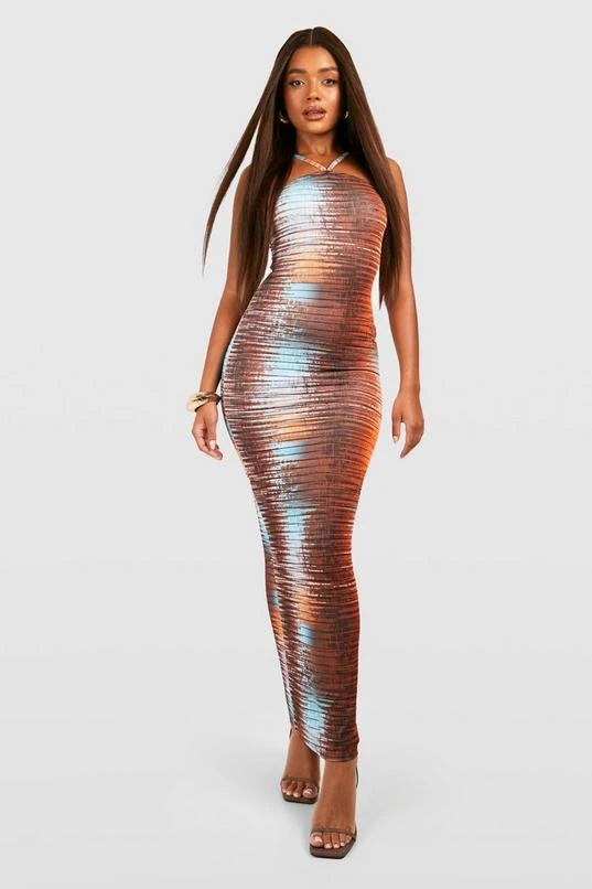 BOOHOO Halter Textured Tie Dye Maxi 3 BOOHOO Halter Textured Tie Dye Maxi - Image 3