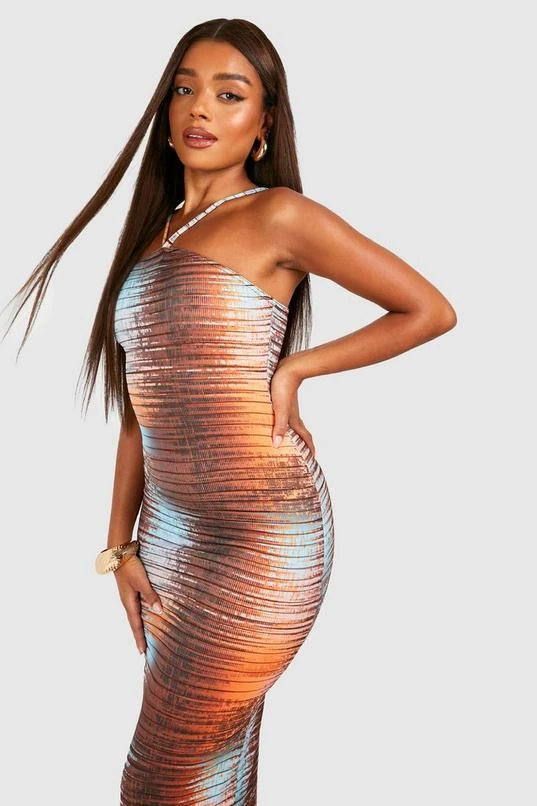 BOOHOO Halter Textured Tie Dye Maxi 4 BOOHOO Halter Textured Tie Dye Maxi - Image 4