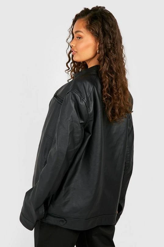BOOHOO Oversized Faux Leather Zip Detail Jacket 2 BOOHOO Oversized Faux Leather Zip Detail Jacket - Image 2