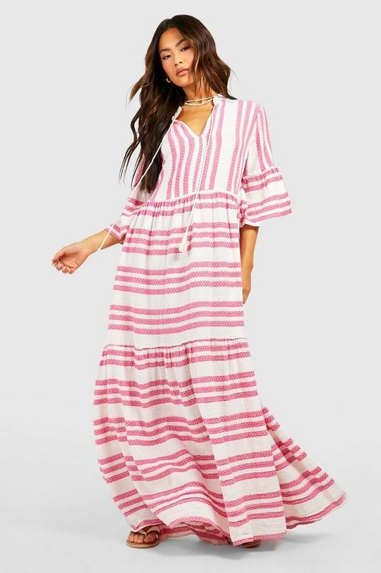 BOOHOO Textured Aztec Stripe Maxi Dress 1 BOOHOO Textured Aztec Stripe Maxi Dress