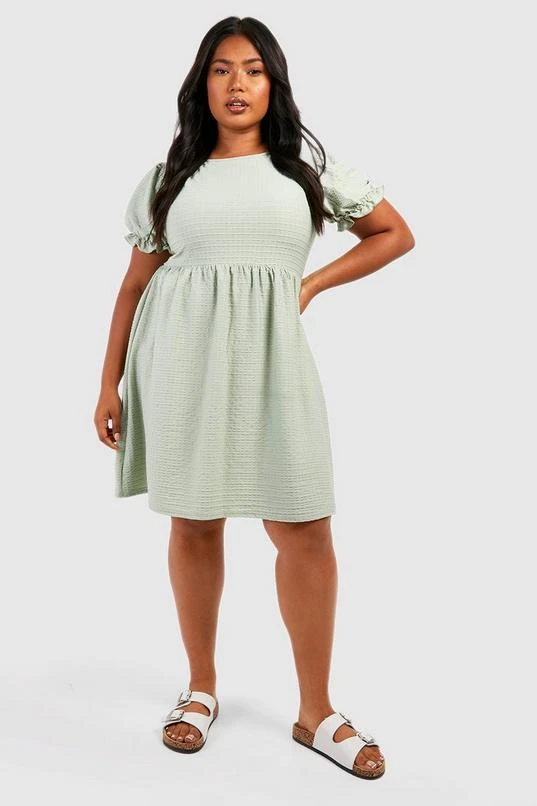 BOOHOO Plus Textured Tie Back Tiered Smock Dress 3 BOOHOO Plus Textured Tie Back Tiered Smock Dress - Image 3