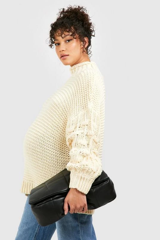 BOOHOO Maternity Premium Chunky Knit Turtleneck Sweater 1 BOOHOO Maternity Premium Chunky Knit Turtleneck Sweater
