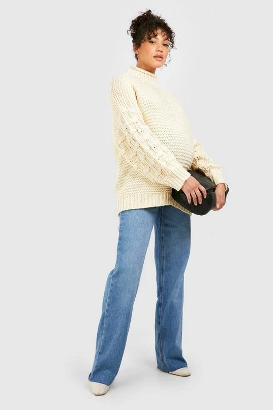BOOHOO Maternity Premium Chunky Knit Turtleneck Sweater 3 BOOHOO Maternity Premium Chunky Knit Turtleneck Sweater - Image 3