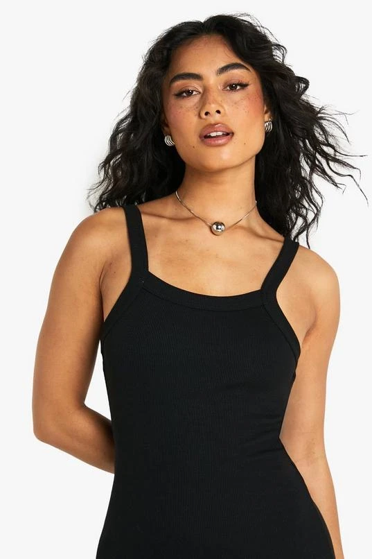BOOHOO Premium Square Neck Rib Thick Binding Midi Dress 4 BOOHOO Premium Square Neck Rib Thick Binding Midi Dress - Image 4