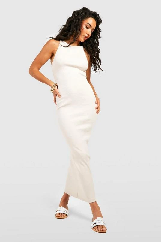 BOOHOO Premium Racer Neck Rib Thick Binding Midaxi Dress 1 BOOHOO Premium Racer Neck Rib Thick Binding Midaxi Dress