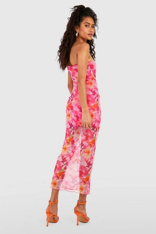 BOOHOO Floral Mesh Bandeau Maxi Dress 2 BOOHOO Floral Mesh Bandeau Maxi Dress - Image 2