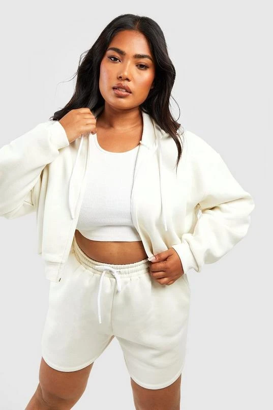 BOOHOO Plus Cropped Hoodie Short Tracksuit 1 BOOHOO Plus Cropped Hoodie Short Tracksuit